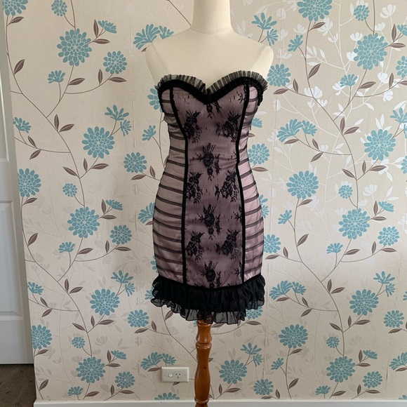 Elle Zeitoune Dresses & Skirts - Elle Zeitoune Dress Strapless Corset Black Lace Size 6